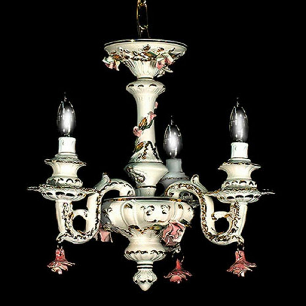 Capodimonte made in italy chandelier 3 lights new ebay