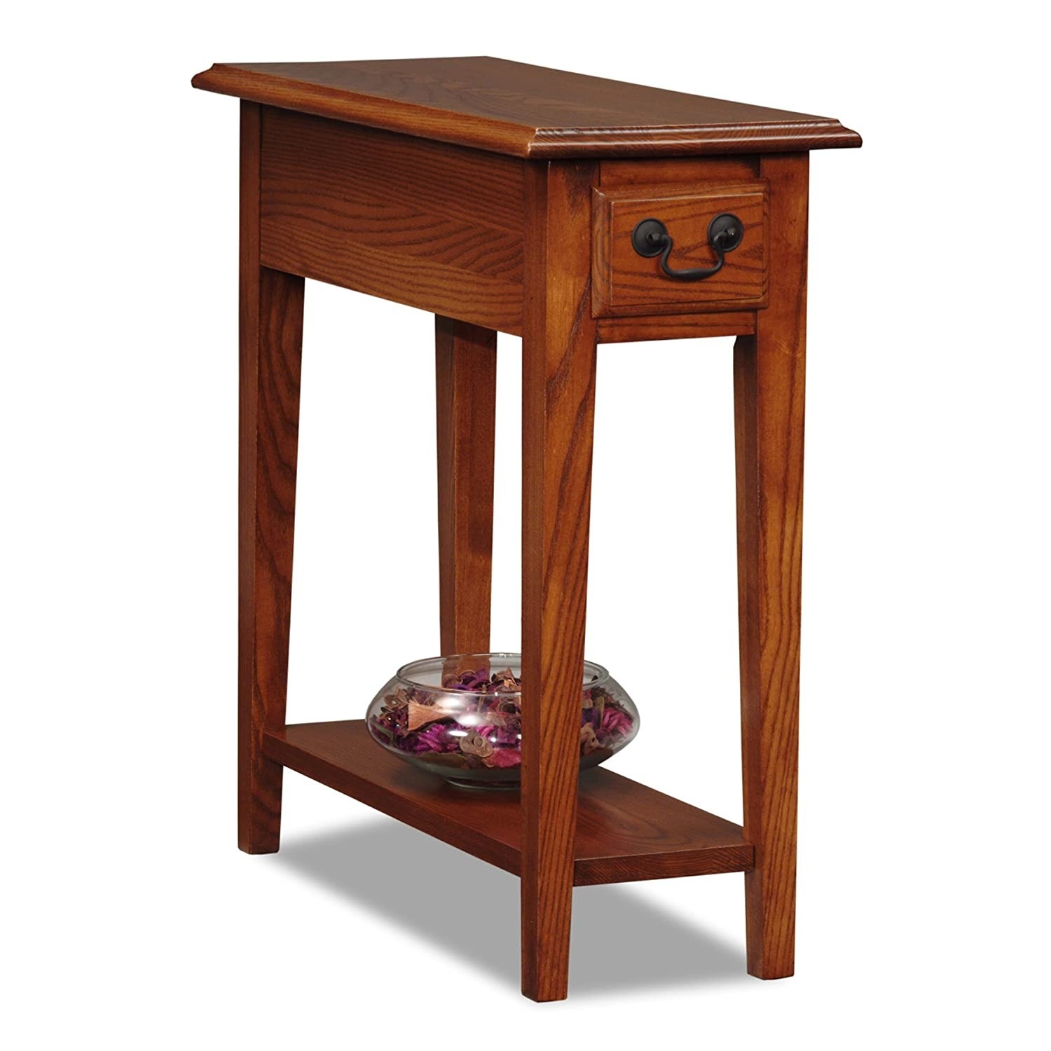 Narrow End Table With Drawers Ideas On Foter   Chair Side End Table Ash Wood Oak Finish Narrow Style 