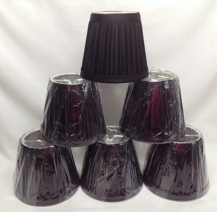 Chandelier lamp shades mini clip on black pleated fabric 4