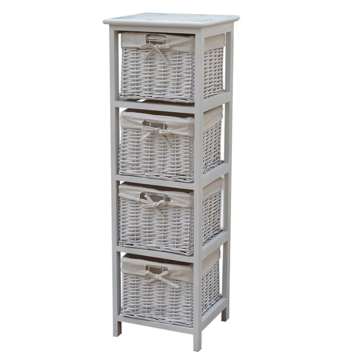 Charles bentley home wooden storage tower with 4 wicker