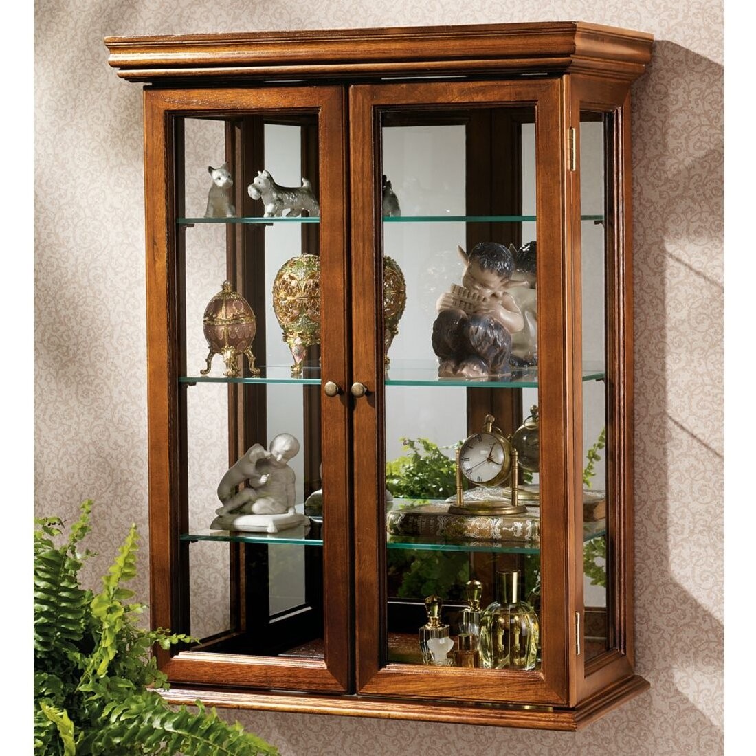 Charlton home country tuscan wall mounted curio cabinet