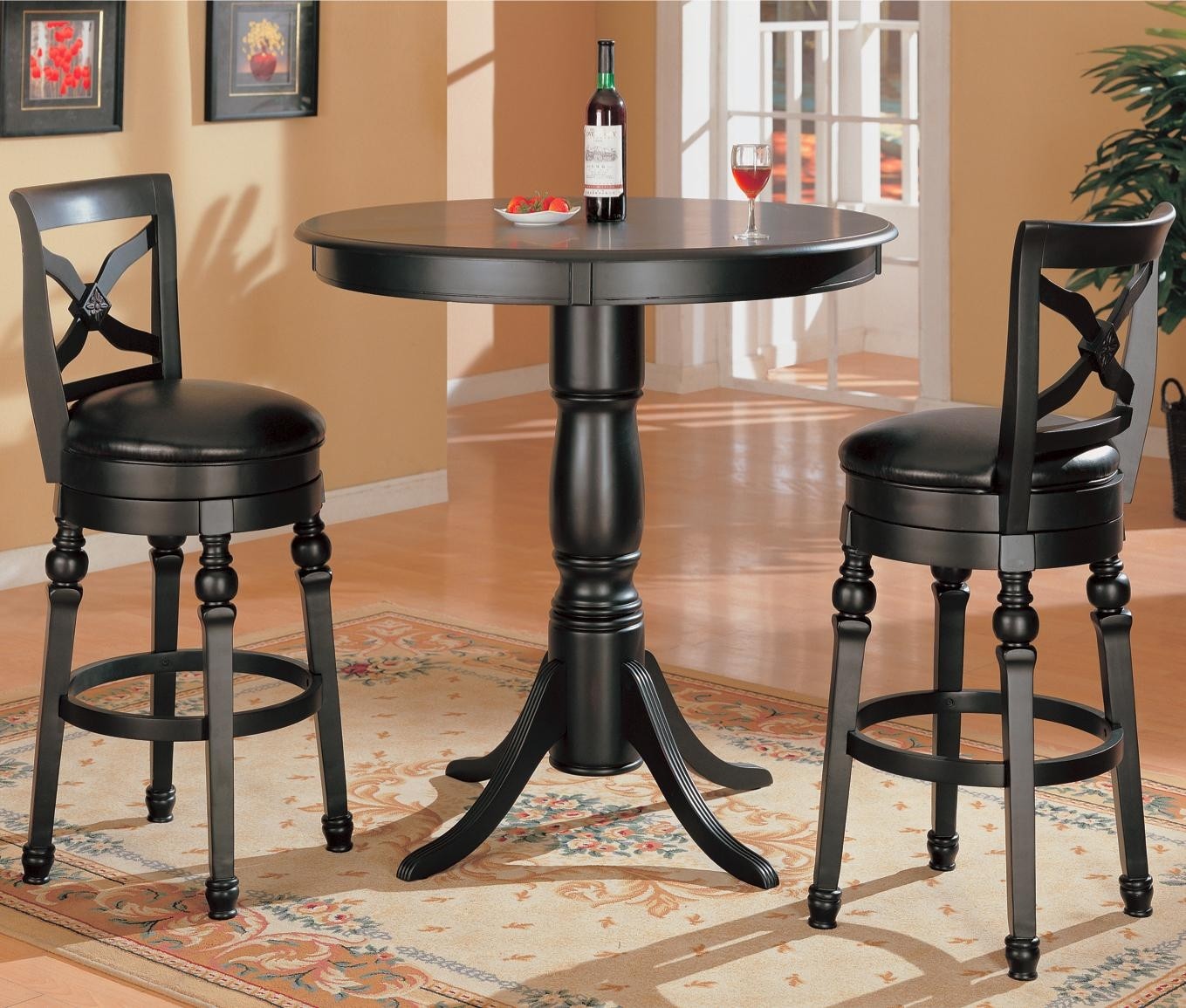 Coaster 100278 lathrop black bar height table and stools