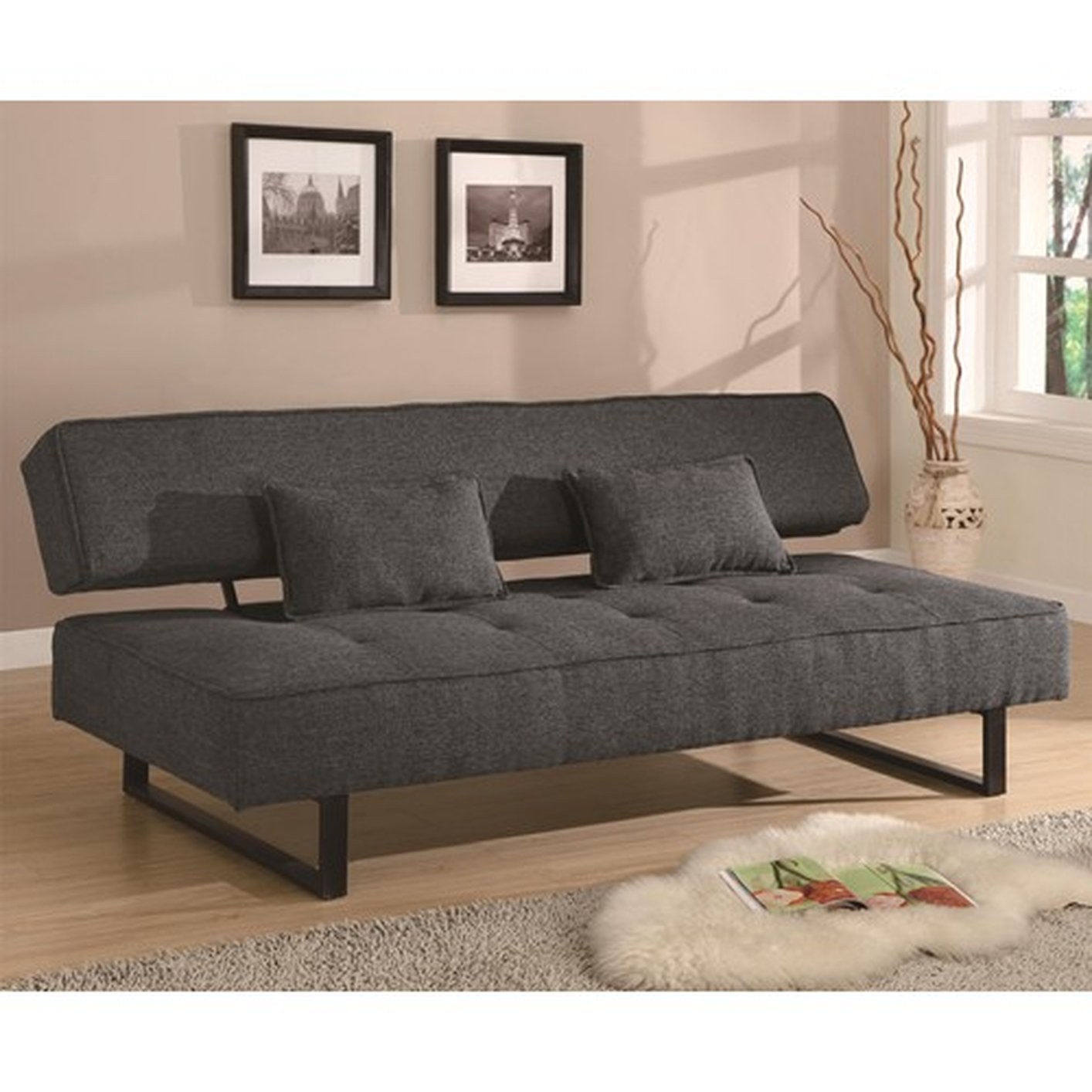 Coaster 300137 grey full size fabric sofa bed steal a
