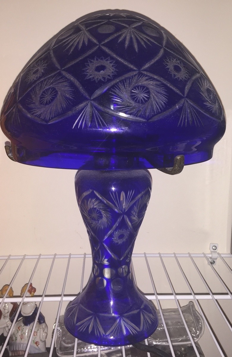 Cobalt mushroom shade lamp collectors weekly