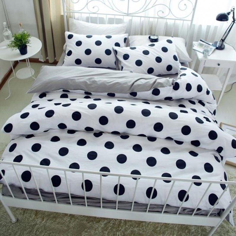 Contemporary modern chic black white and light gray polka