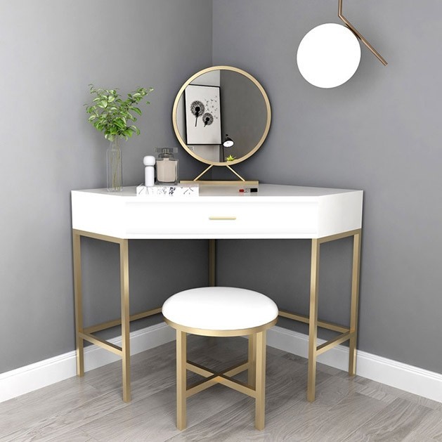 Corner makeup vanity with drawer modern makeup vanity set 2