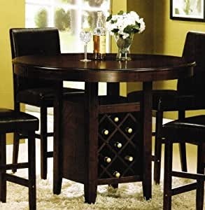 Counter height dining table with wine rack