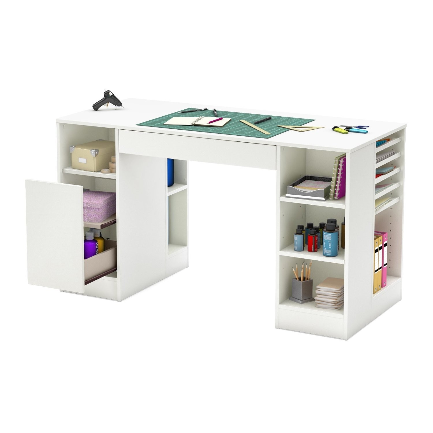 Creative craft table with storage and room organization