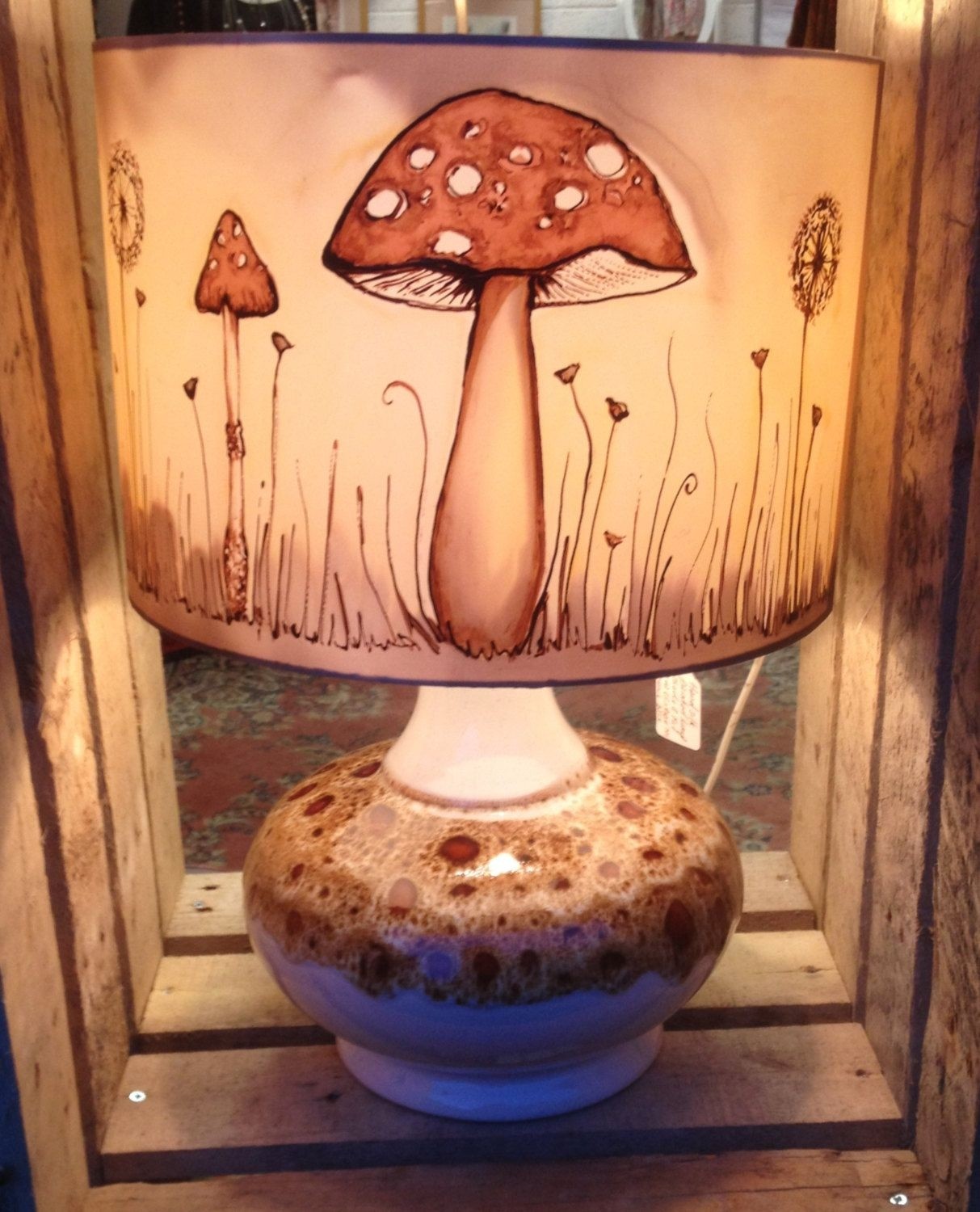 Custom made for you mushroom lampshade sketchy rustic
