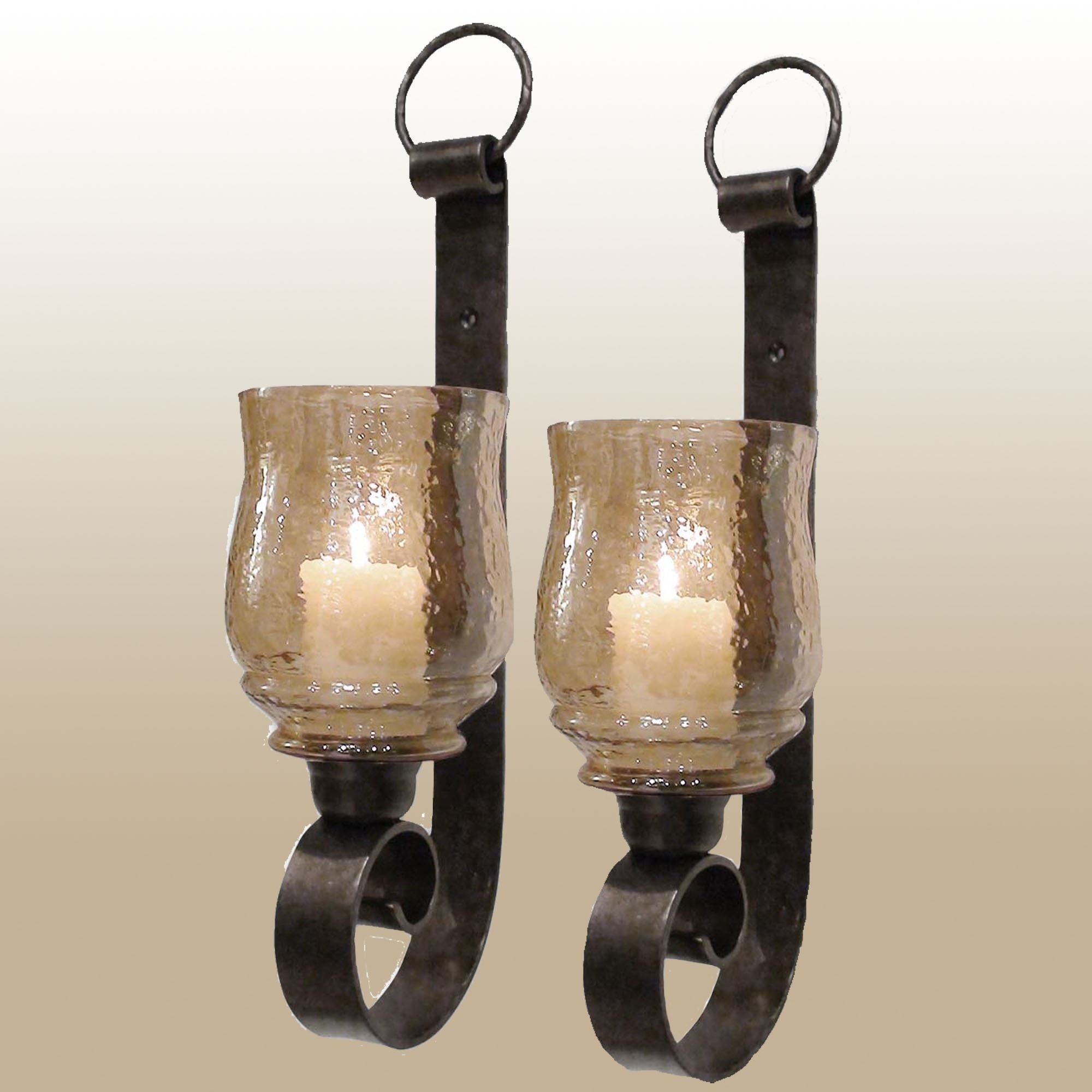 Dashielle hurricane wall sconce pair with candles