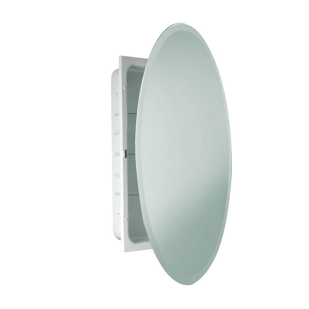 Deco mirror 24 in x 36 in recessed beveled oval