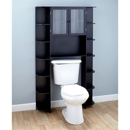Deluxe over the toilet space saver black cabinet