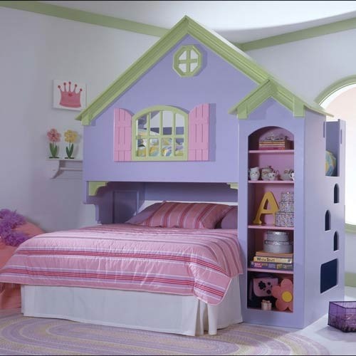 Dollhouse kids bunk bed dollhouse loft bed for baby girl