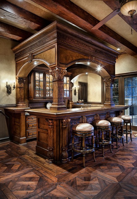 English manor traditional home bar houston by