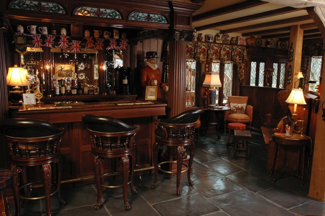 English style basement pub traditional home bar 1