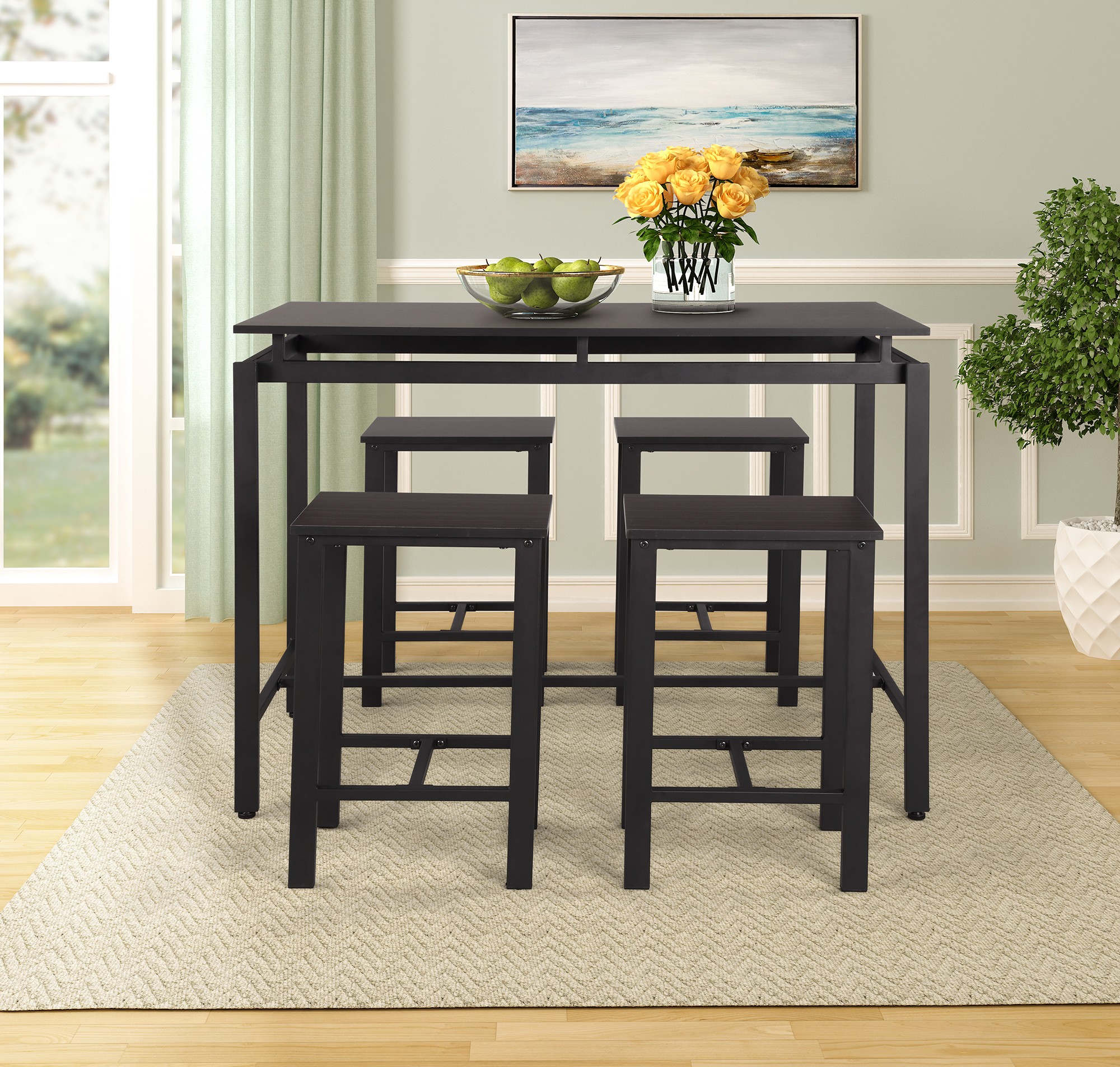 Enyopro dining table set for 4 people 5 piece bar