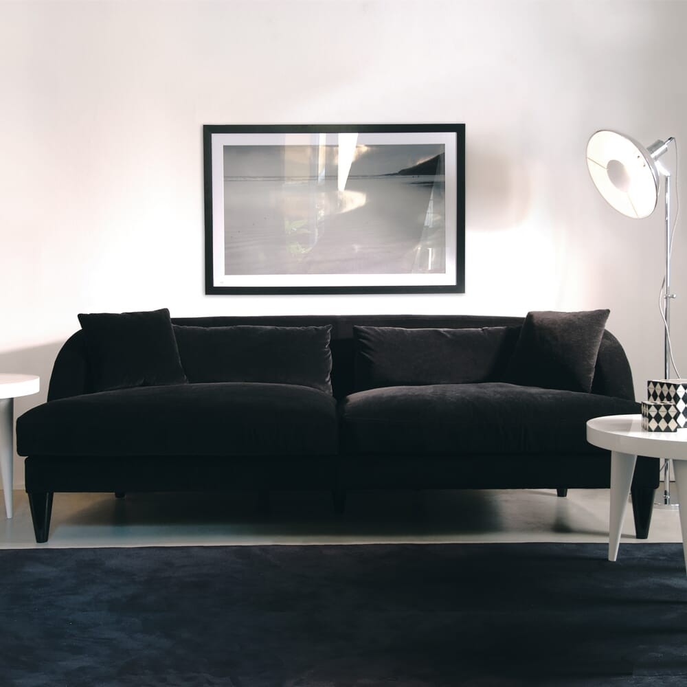 Exclusive modern italian black velvet sofa
