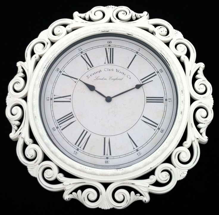 Extra large baroque wall clock 23 wide white cottage
