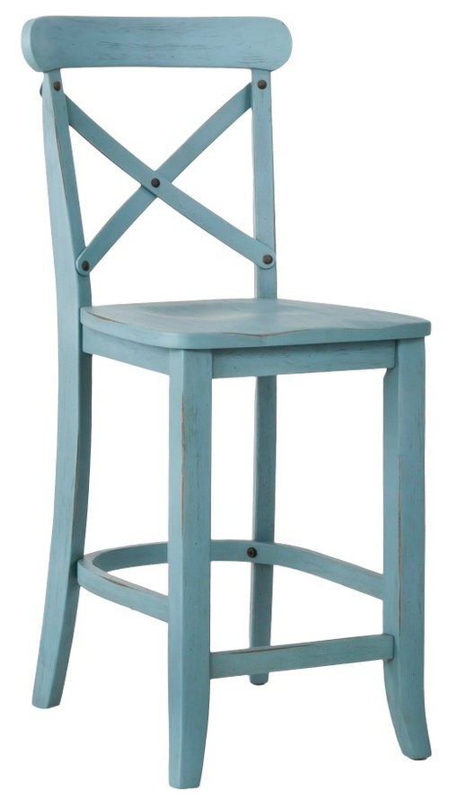 French country x back 24 counter stool in blue