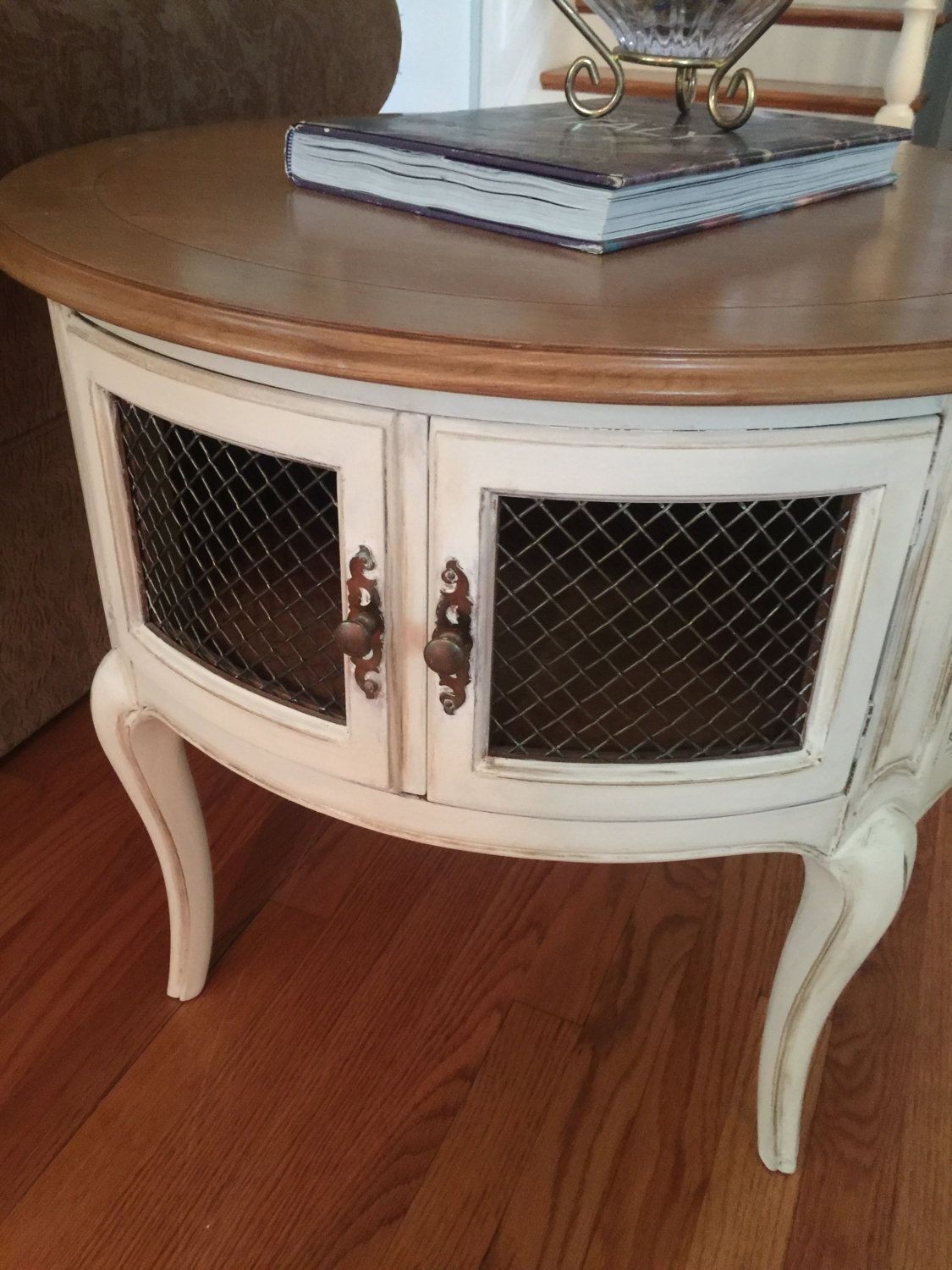 French provincial end table round end table painted