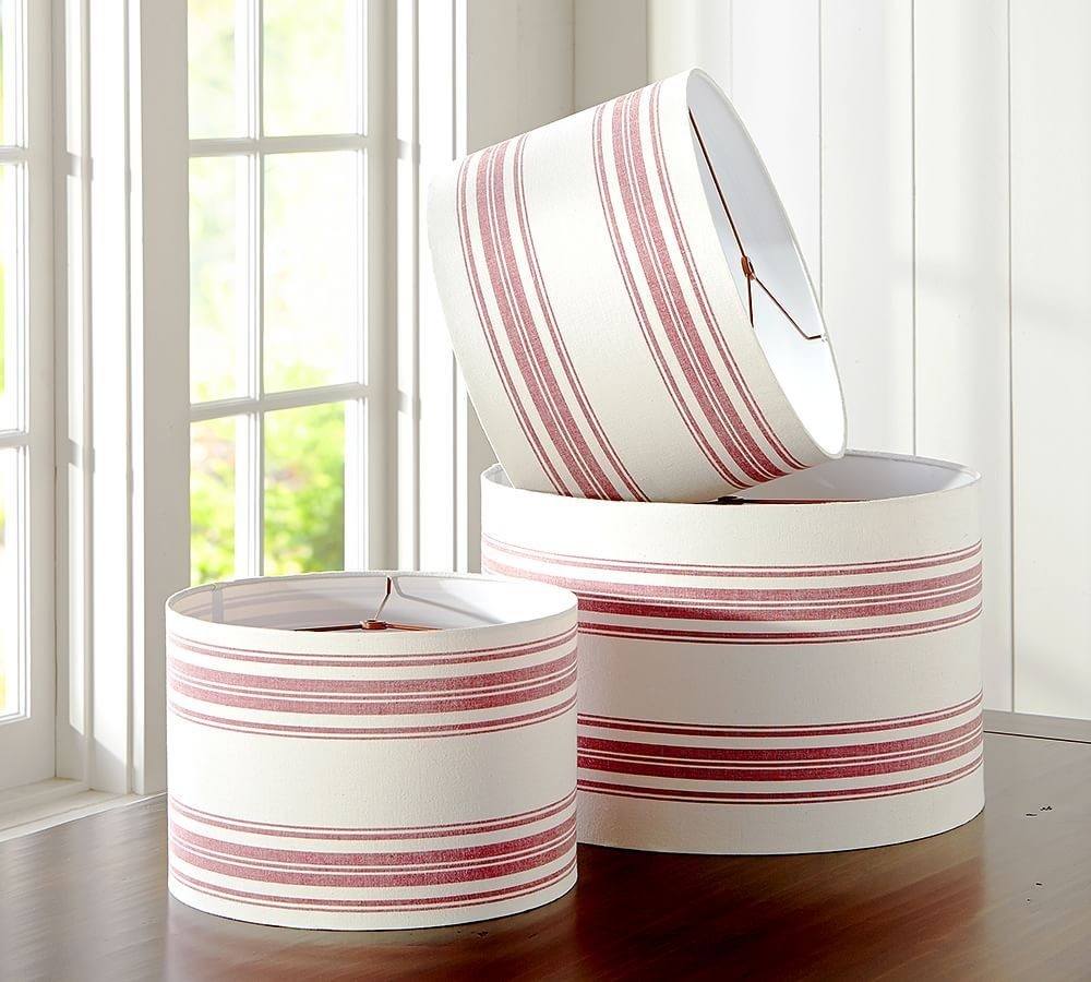 French stripe straight sided drum lamp shade in 2020
