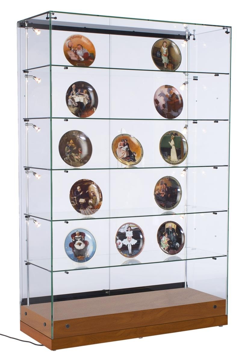 Glass curio display case adjustable shelves