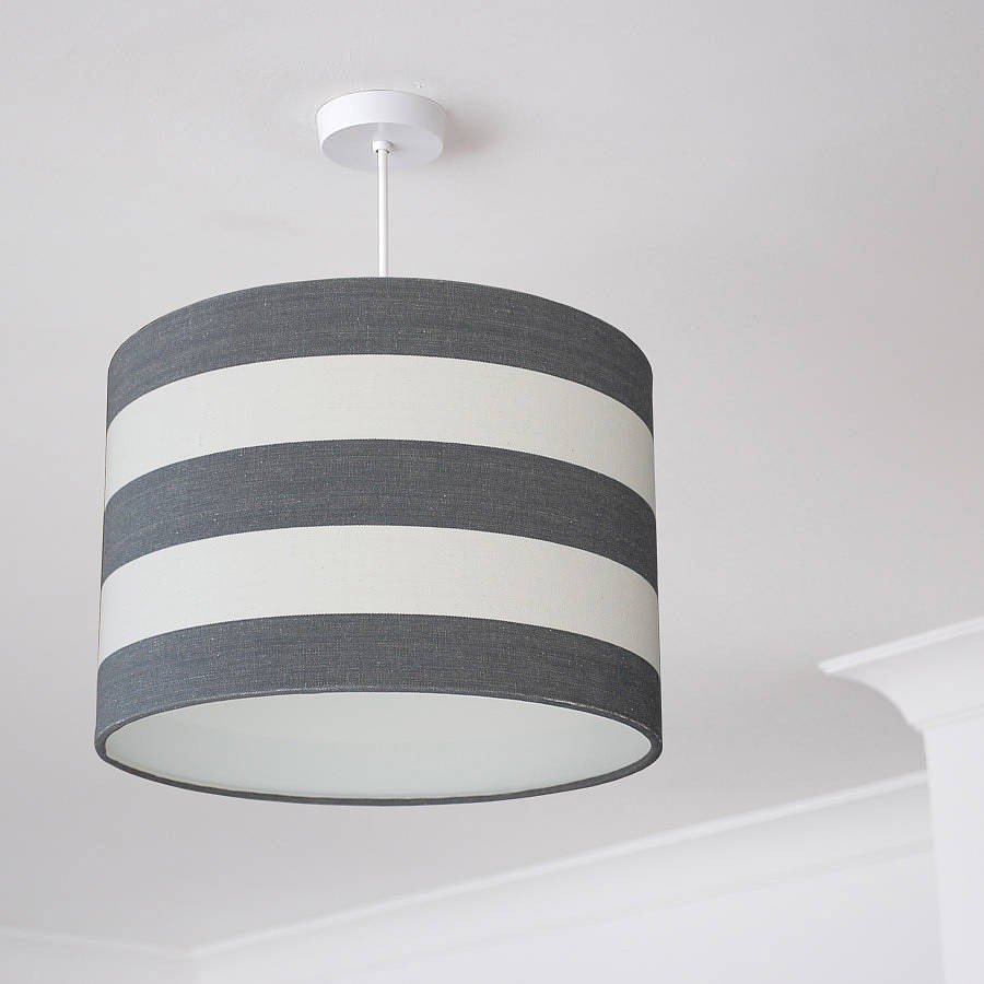 Grey and white deckchair stripe lampshade by quirk