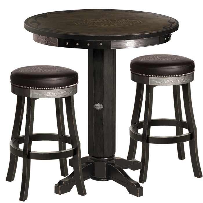 Harley davidson b s flames pub table stool set vintage