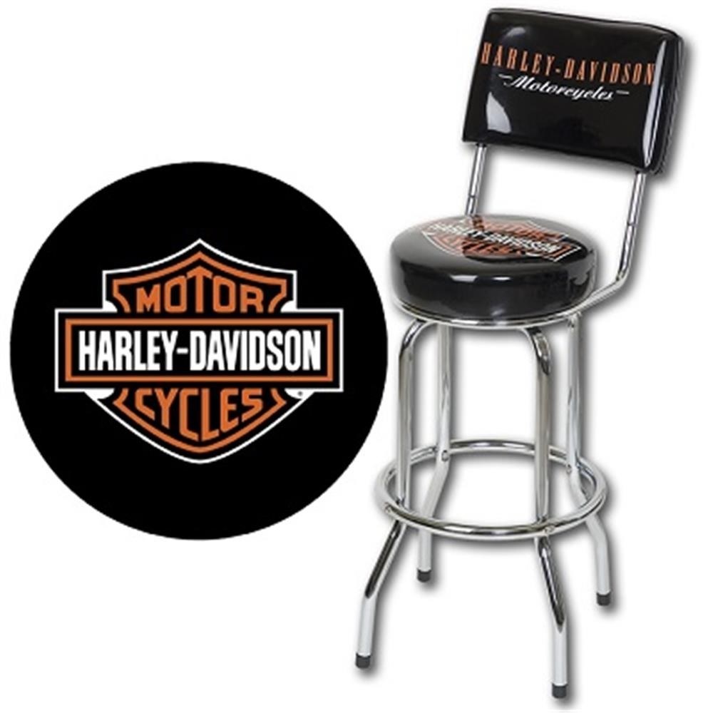 Harley davidson bar shield bar stool with backrest hdl