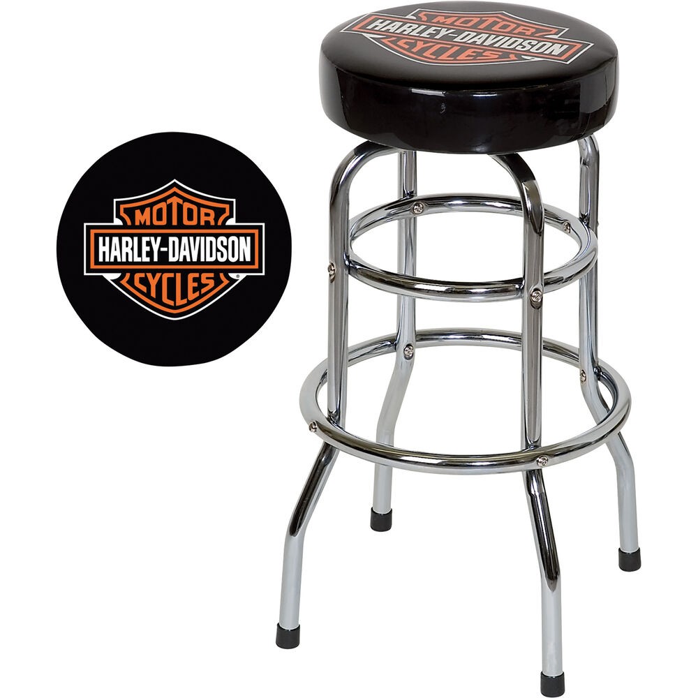 Harley davidson bar shield swivel bar stool black ebay