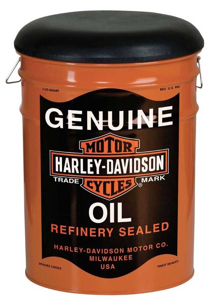 Harley davidson genuine oil can bucket stool steel barrel
