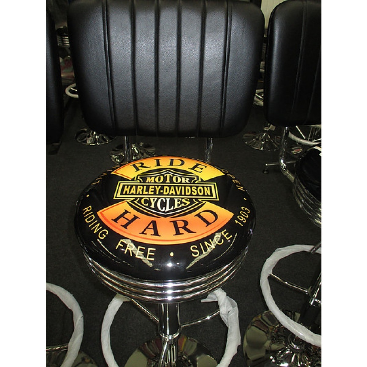 Harley davidson ride hard bar stool with back bar stools