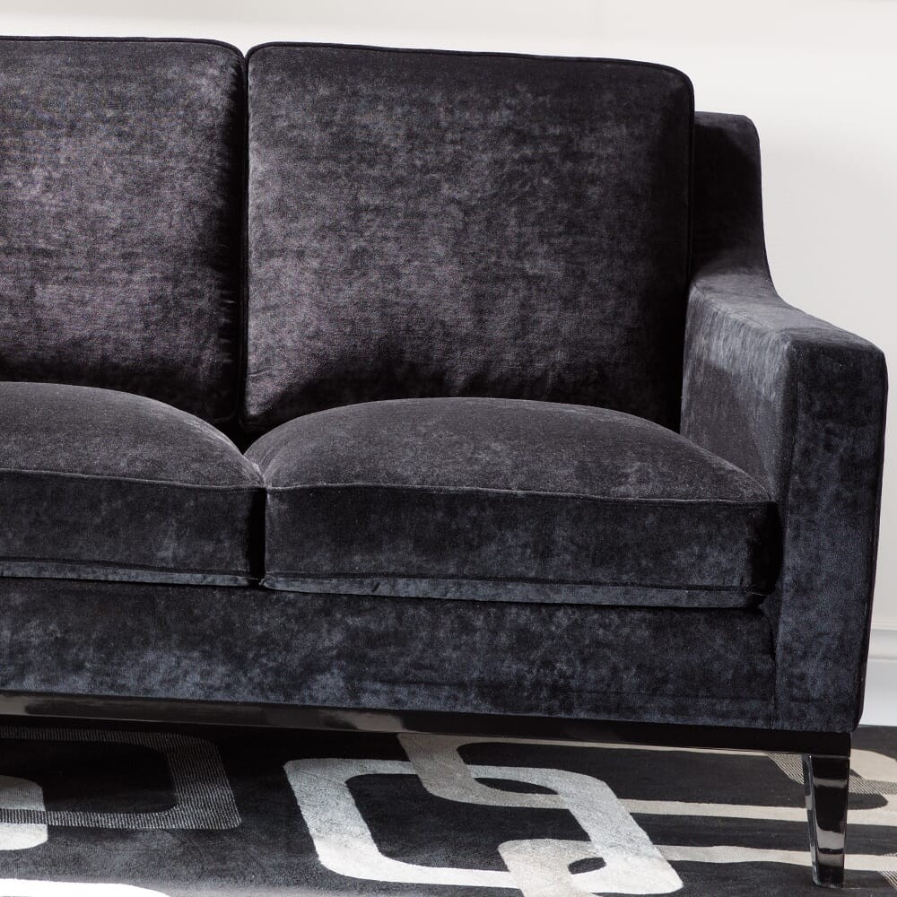 High end modern black velvet small sofa