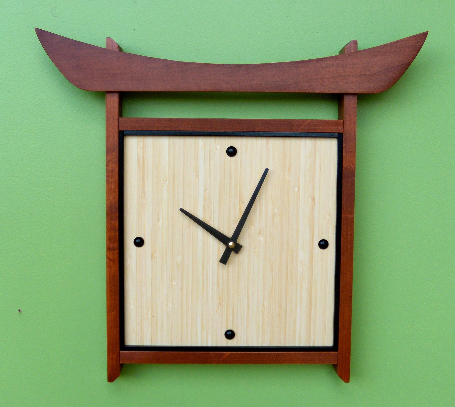 Japanese style bamboo wall clock 1