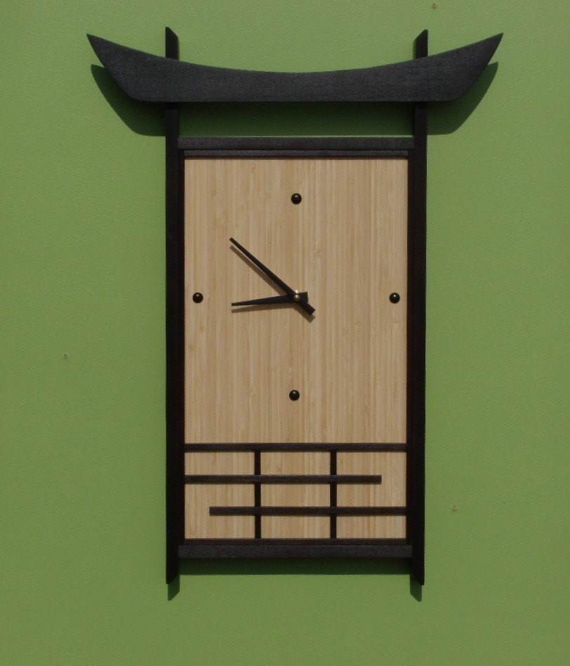 Japanese style bamboo wall clock large unique clock