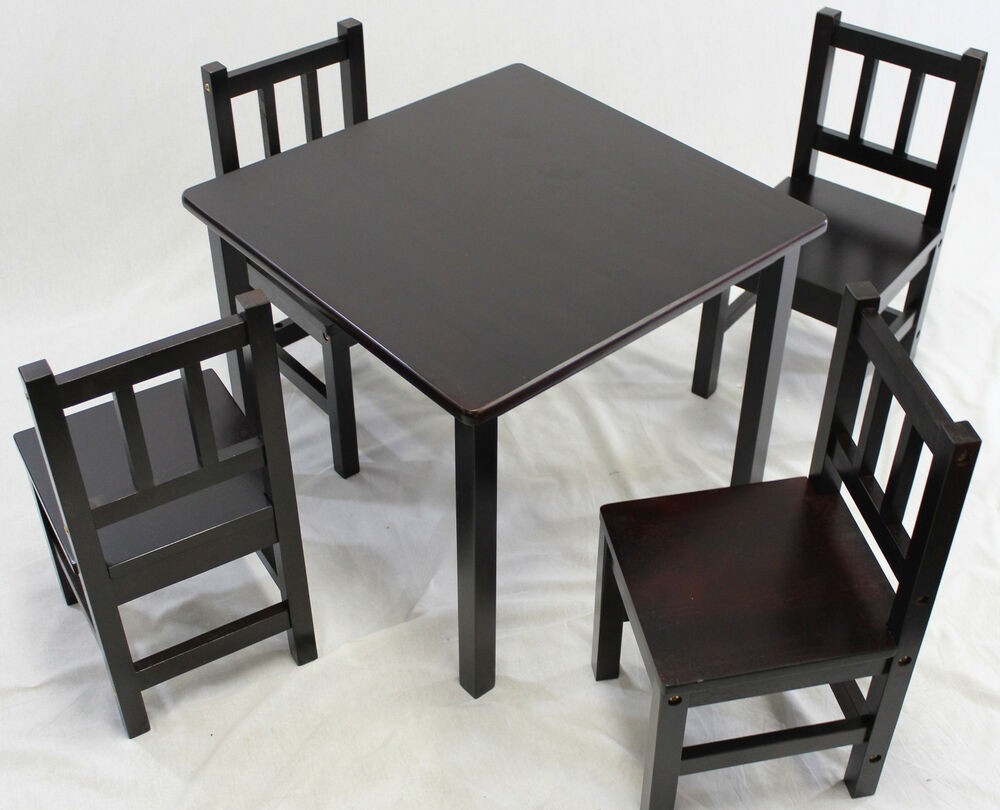 Kids table and chair set 5 pcs solid hard wood