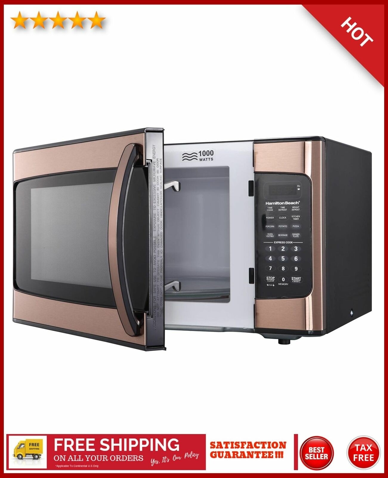 Kitchen microwave oven cooking 1 1 cu ft copper 1000w