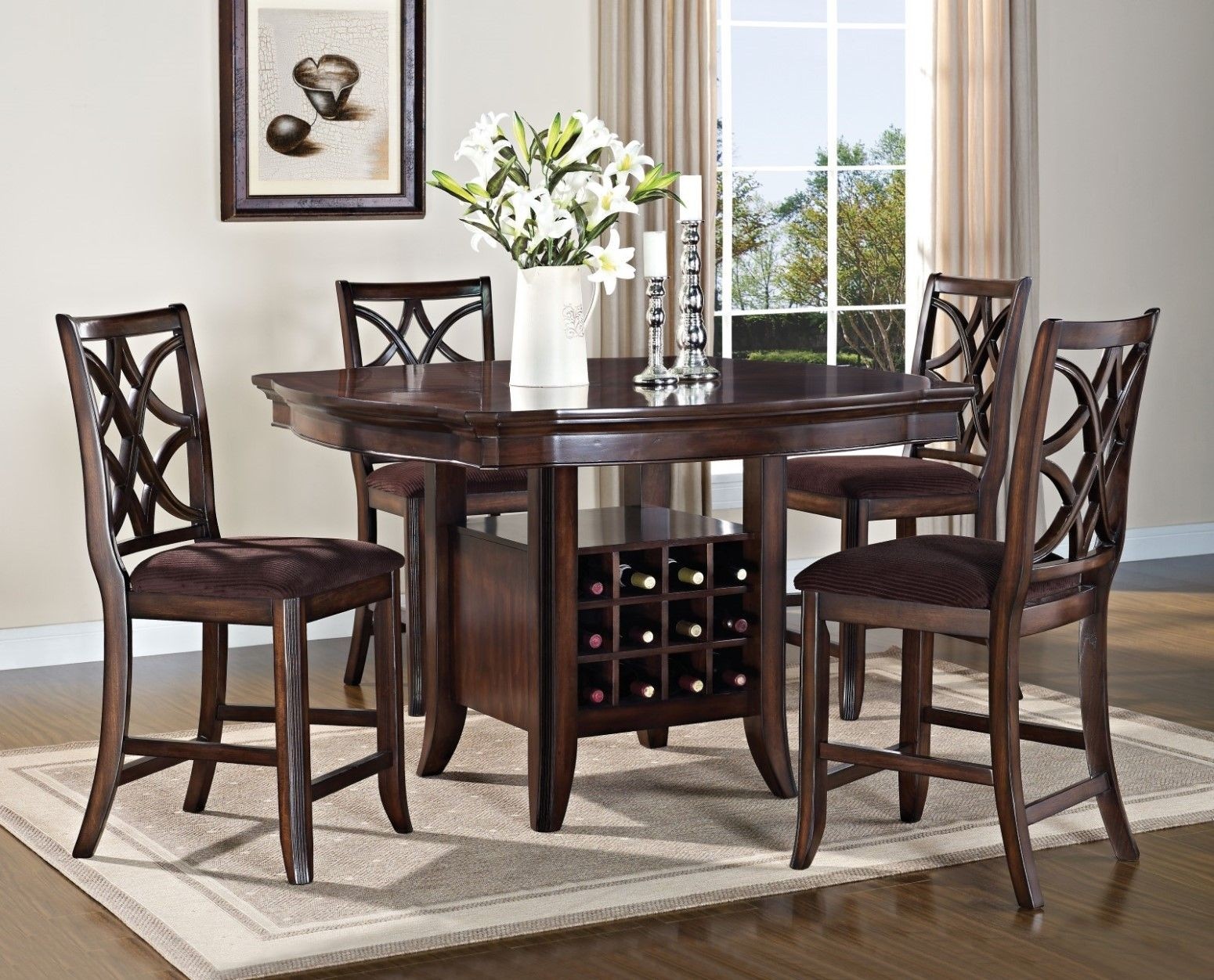 Lansdowne 54 counter height dining table w wine storage