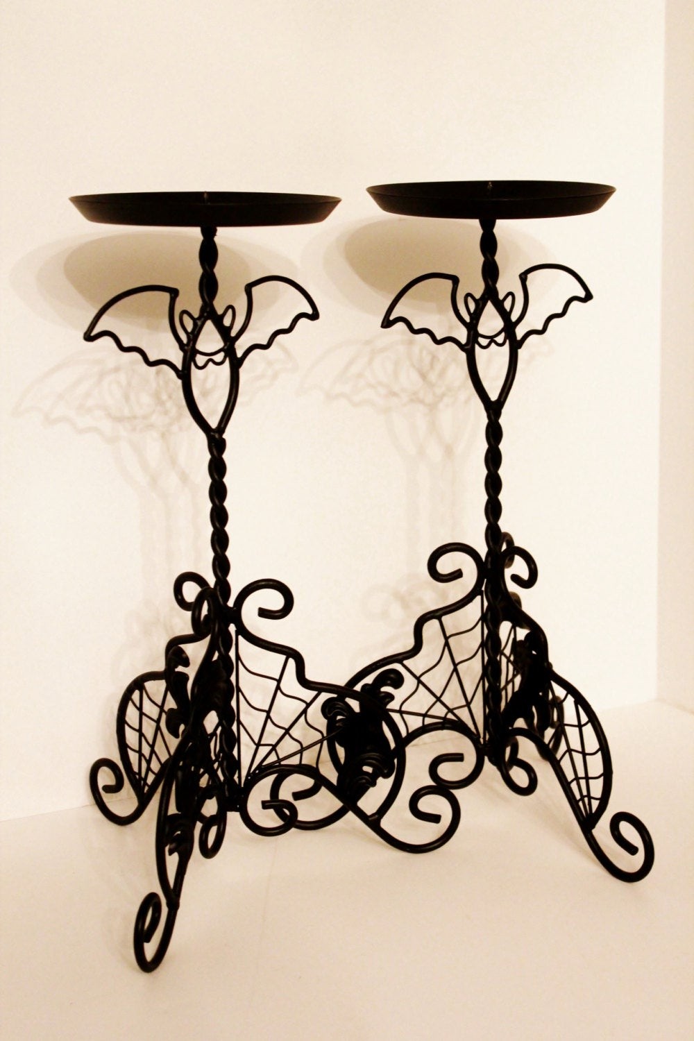 Large black wrought iron candle holders by vintagecharmers