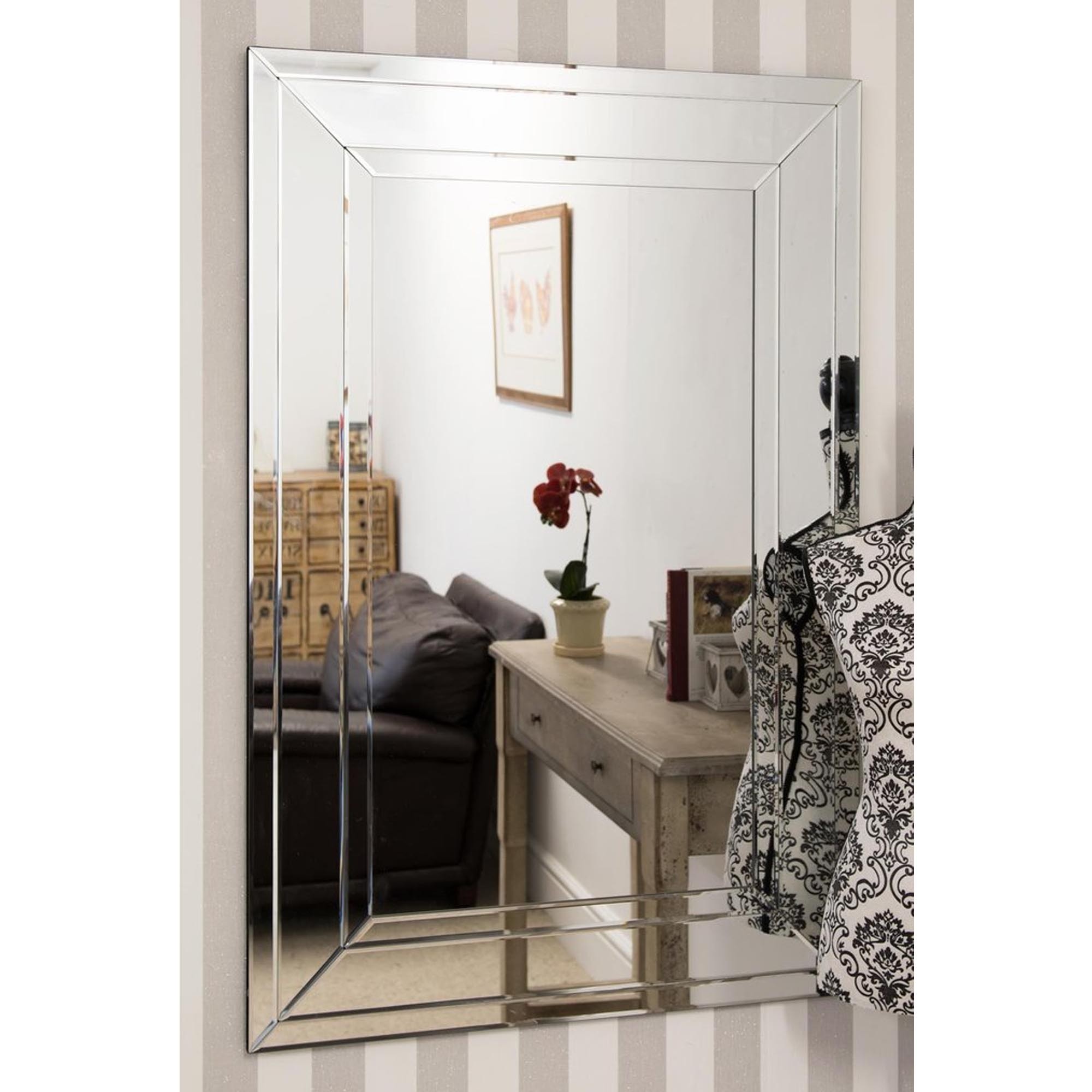 Large detailed venetian frameless wall mirror homesdirect365