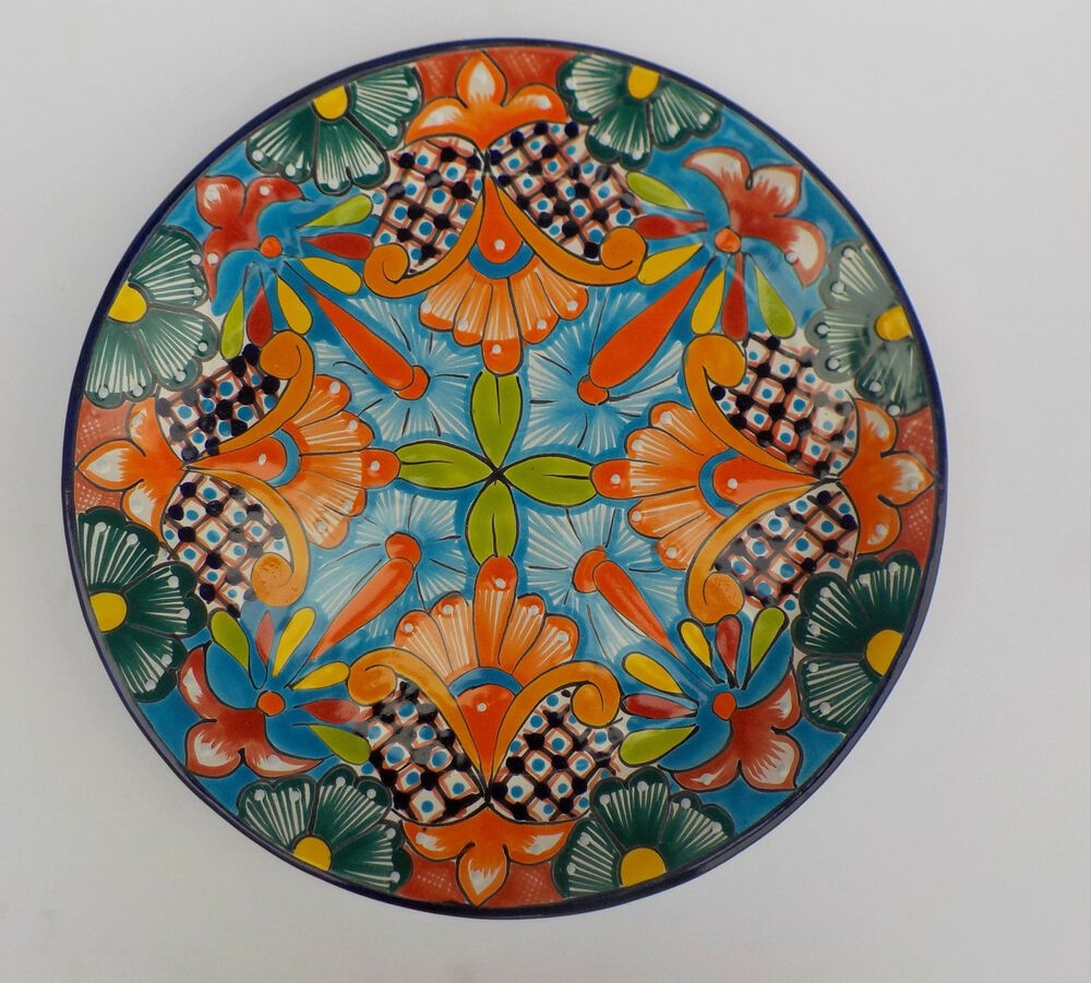Large mexican pottery decorative wall decor plate 15 1 4