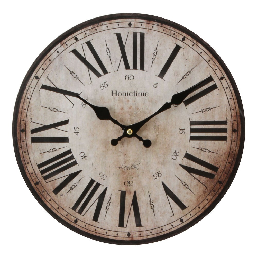 Large wall clock vintage style antique shabby chic