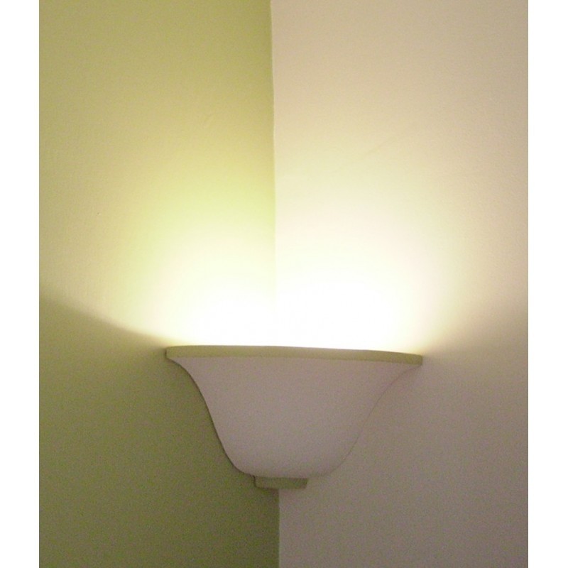 Lotus shaped lamp in plaster for corner