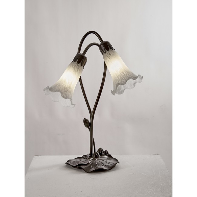 Loxton l018w 2 light lily tiffany style table lamp antique