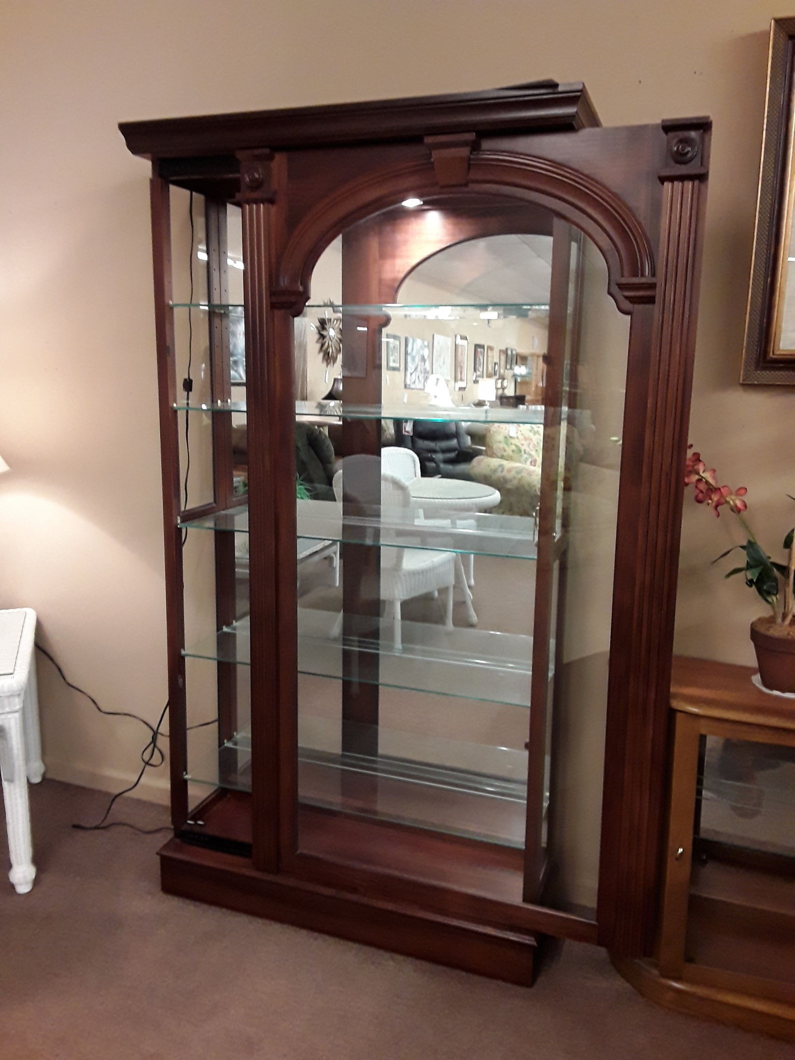 Mahogany curio cabinet w key delmarva furniture consignment 1