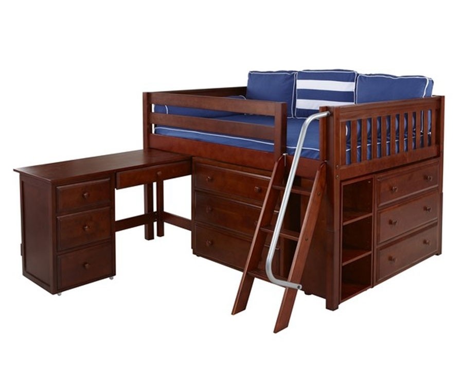 full size low loft bed with desk