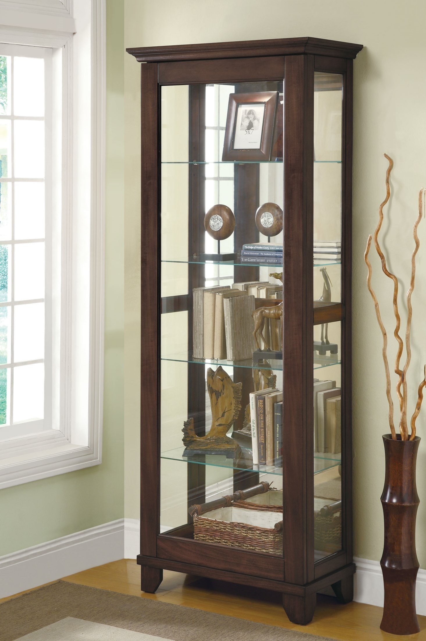 Medium brown curio cabinet from coaster 950187 coleman