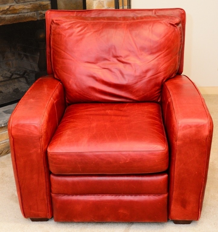 Norwalk red leather club chair recliner 2