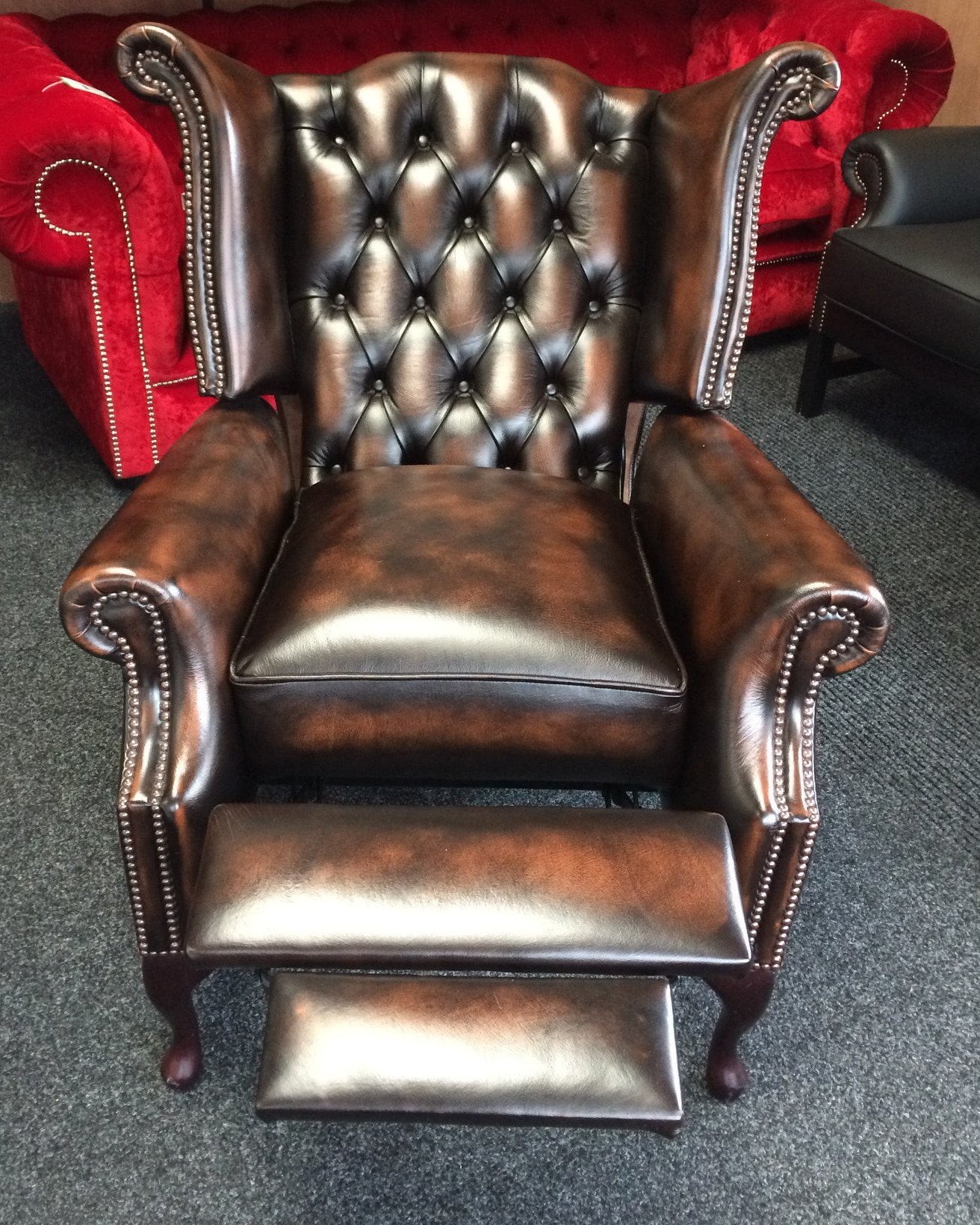 On sale chesterfield wing back recliner chair only gbp500
