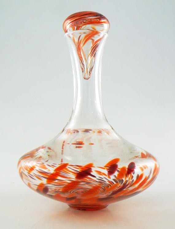 On sale hand blown glass wine decanter with stopper by